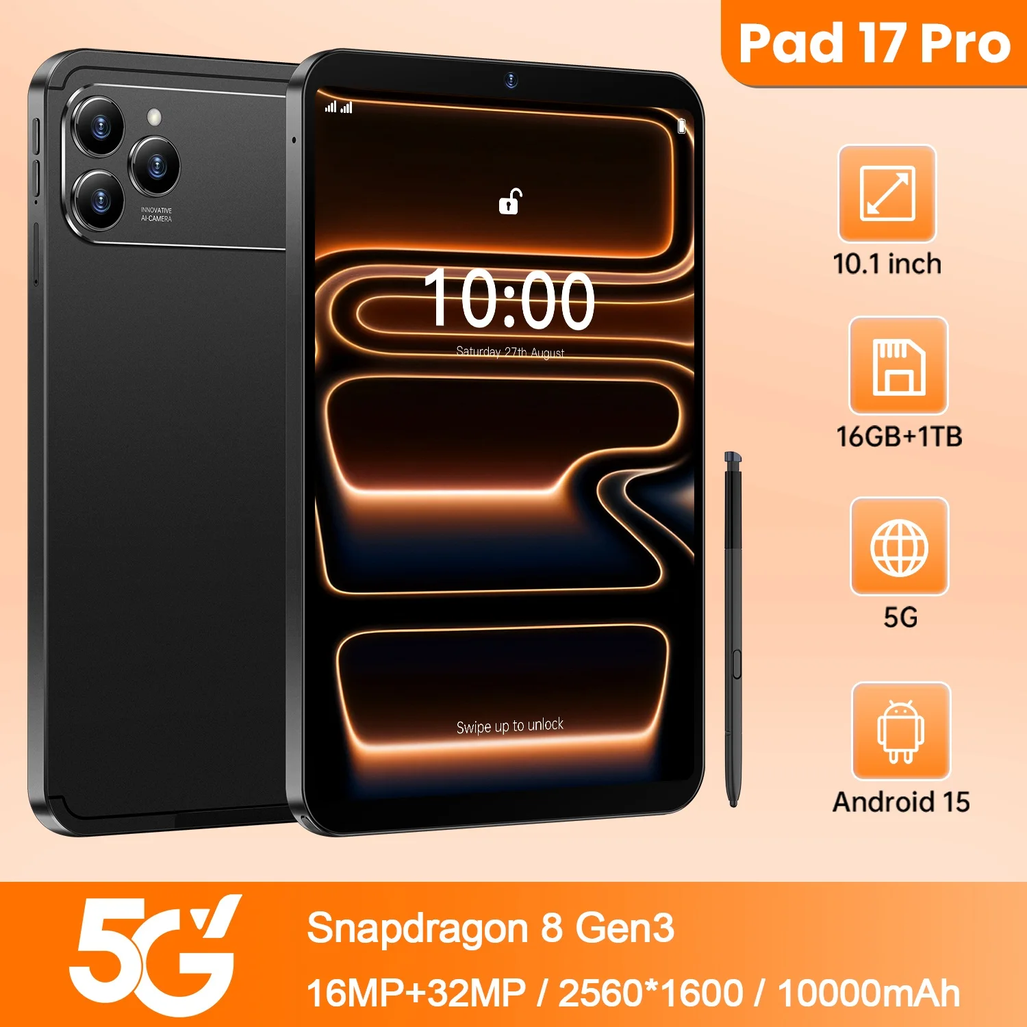 Pad 17 Pro Max 5G Global Tablet Metal Integrated Frame 16GB+1TB